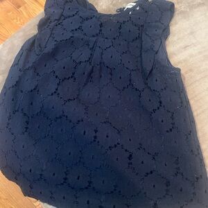 Navy Eyelet Sleeveless Top